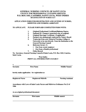 St Lucia Nursing Council  Form