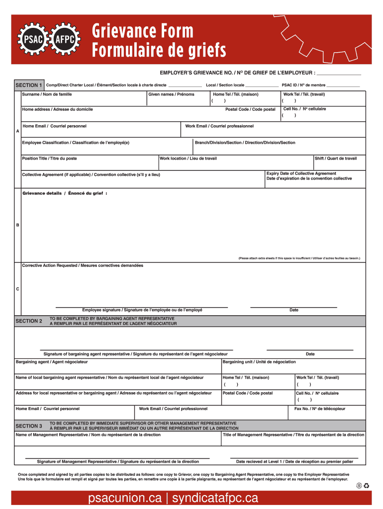 Psac Grievance Form