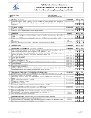 Cabin Crew Checklist  Form