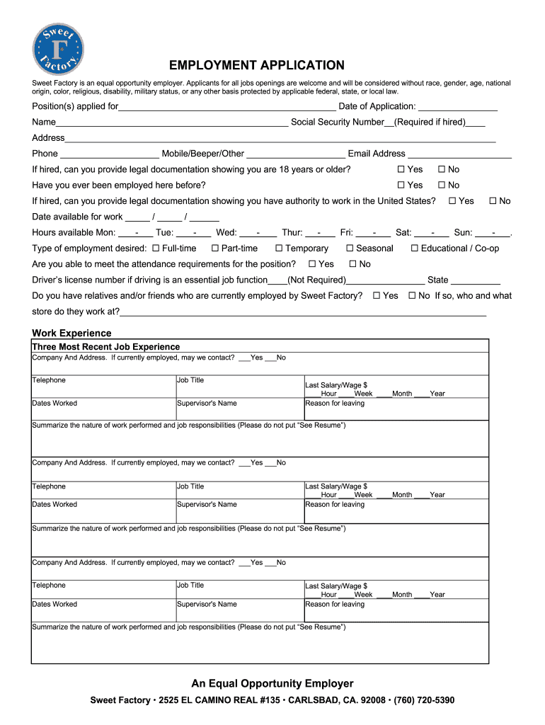 Job Employment  Form