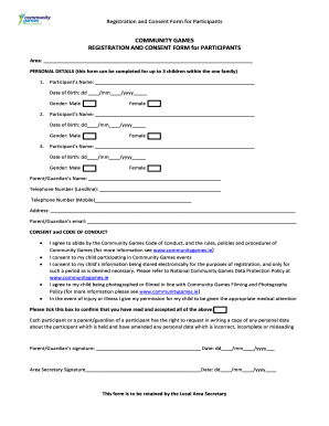 Community Games Registration Forms