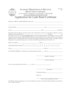 Alabama Application Bond  Form