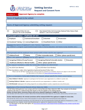  Police Vetting Form 2019-2024