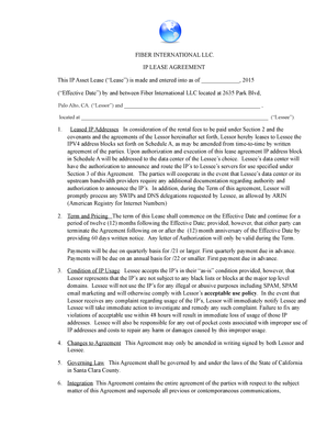 FIBER INTERNATIONAL LLC IP LEASE AGREEMENT  Form