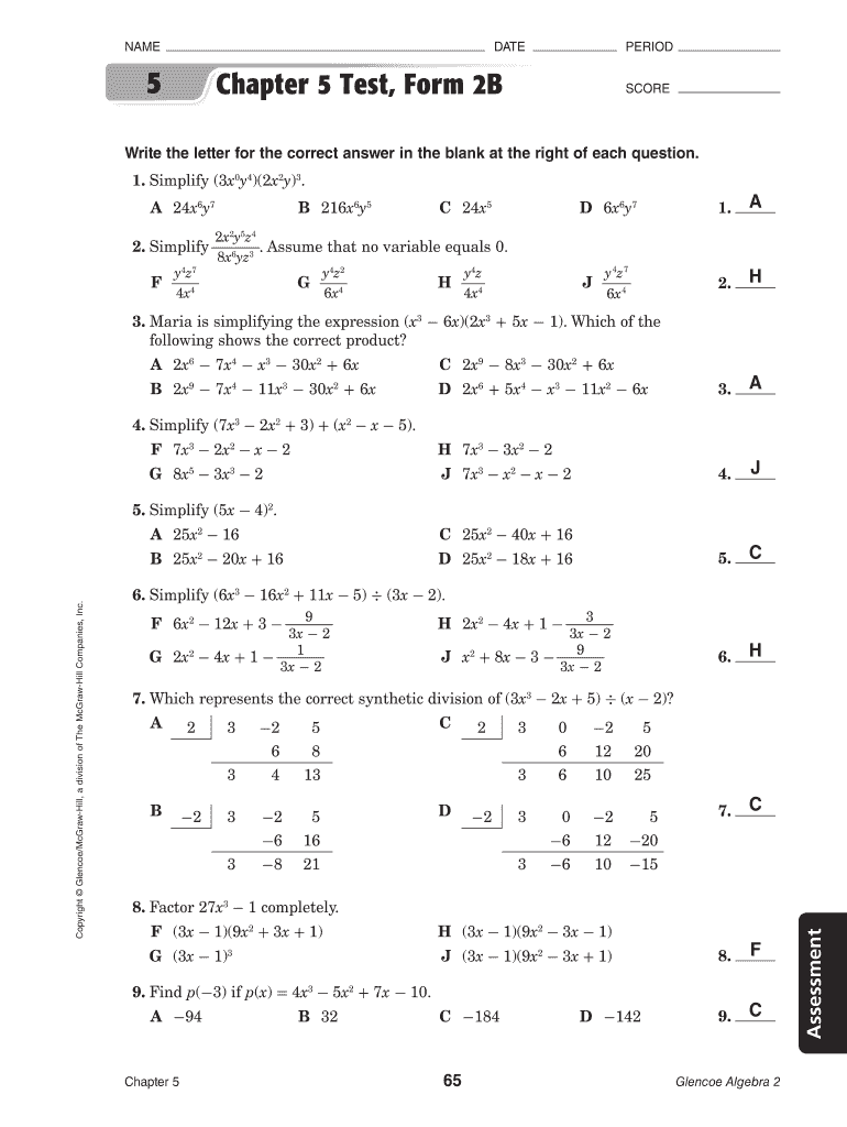 Chapter 5 Test Form 2b