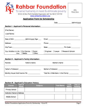 Rahbar Foundation  Form