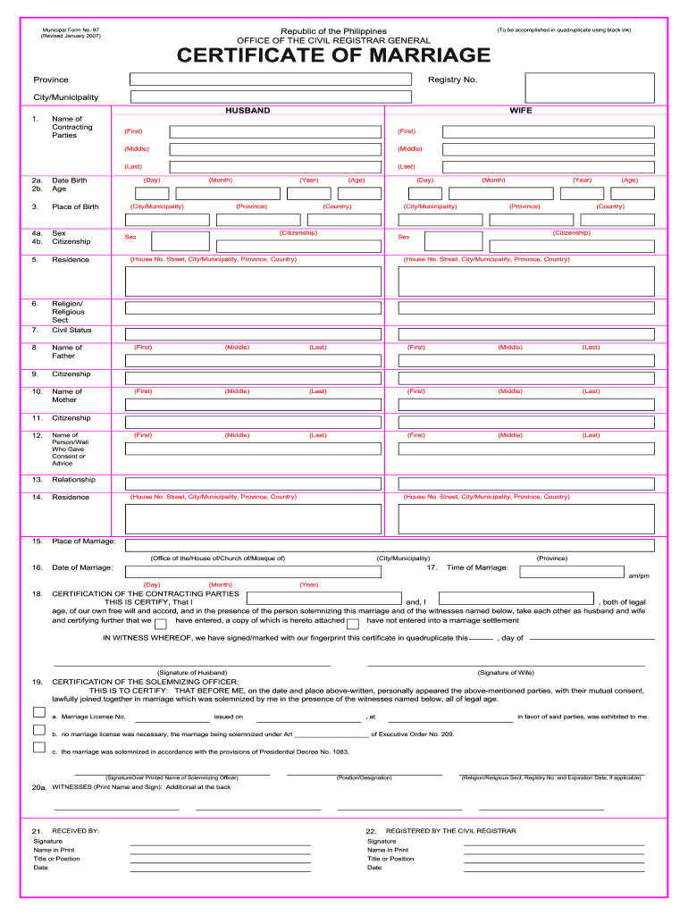  Marriage Contract Form 2007-2024