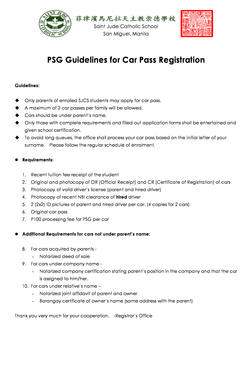 Application for Car Pass  Form