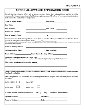 Acting Allowance Form
