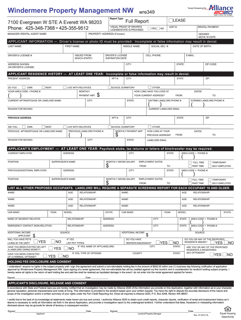  Rental Application  Windermere Property Management NW  Wpmnw 2014-2024