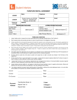 FURNITURE RENTAL AGREEMENT Atlas Property Group  Form