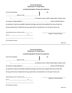 STATE of HAWAII Department of Transportation  Form