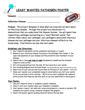 Least Wanted Pathogen Poster  Form