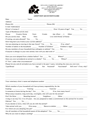 ADOPTION QUESTIONNAIRE Aylmer Hull Spcaqcca Aylmer Hull Spca Qc  Form