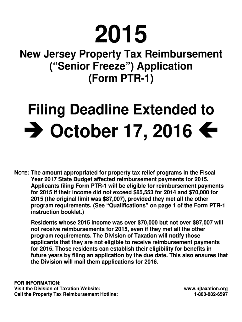 Get and Sign NJ Property Tax Reimbursement Senior Ze Program Property Tax Reimbursement Senior Ze Program 2015-2022 Form