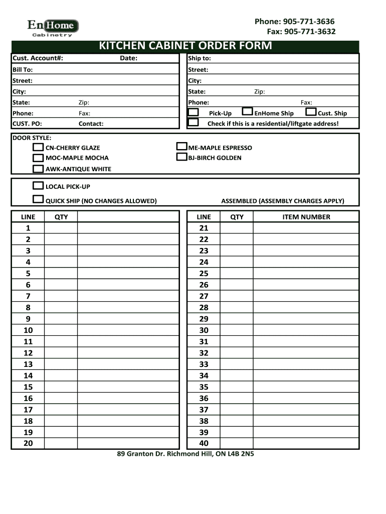 Framing Material Order Form