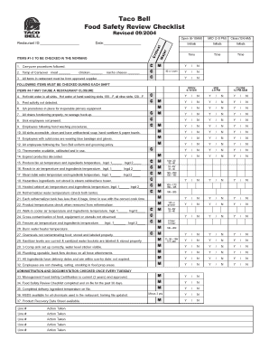 Taco Bell Core Inspection  Form