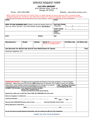SERVICE REQUEST FORM Fulton Armory 2011
