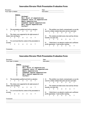 Pitch Evaluation Sheet  Form