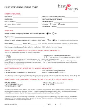 First Steps Enrollment Form