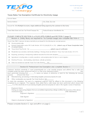 Texas Sales Tax Exemption Form