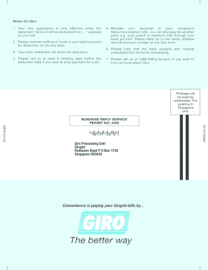 Singtel Giro Form