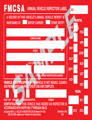 Fmcsa Inspection Stickers  Form