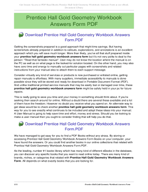 Prentice Hall Gold Geometry Workbook Answer Key  Form