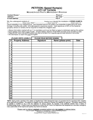 Sample Letter to Request Speed Bumps  Form