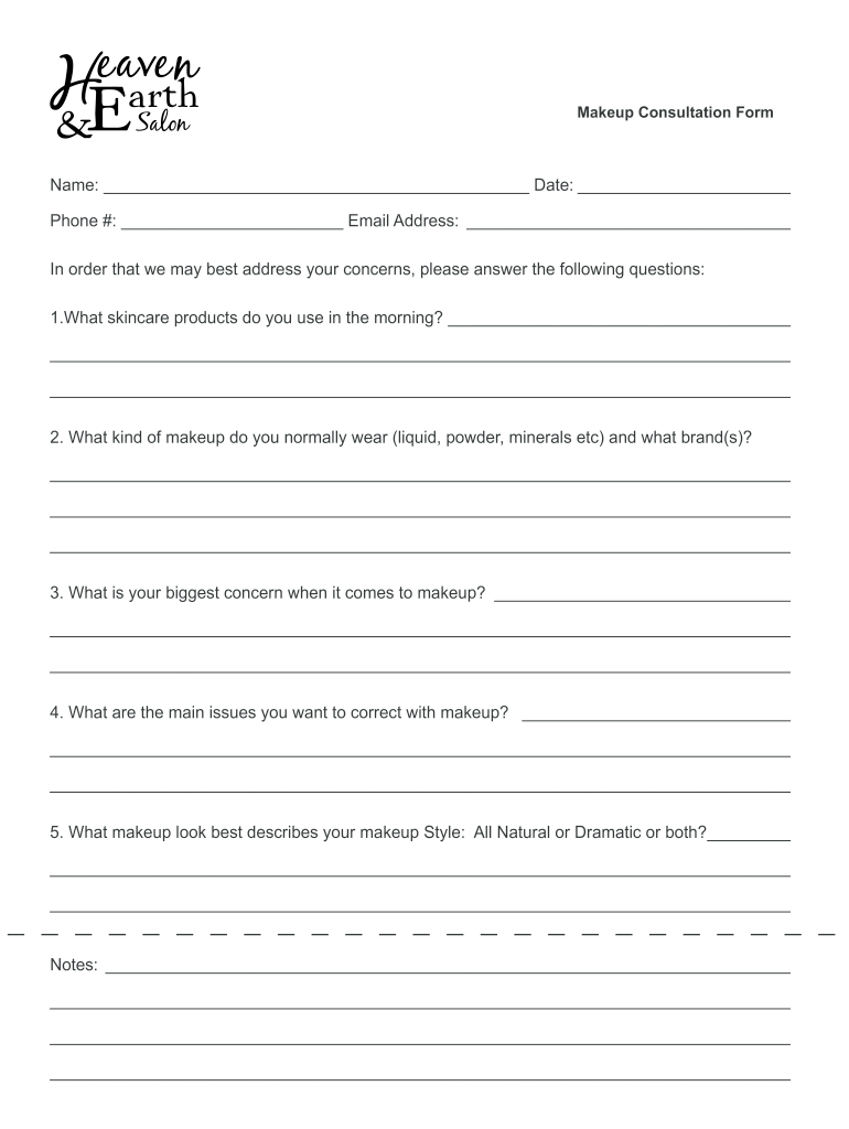 Makeup Consultation Form