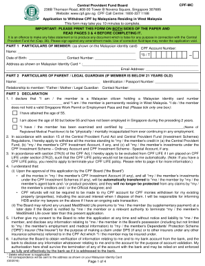 Cpf Withdrawal for Malaysian  Form