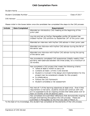 Cas Completion Form