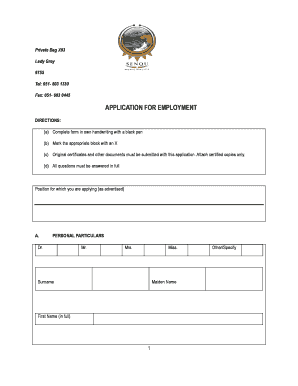 Senqu Local Municipality Application Form