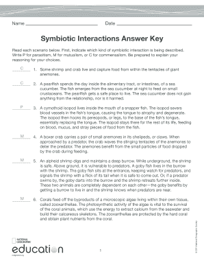 Which Symbiosis is it Worksheet Form