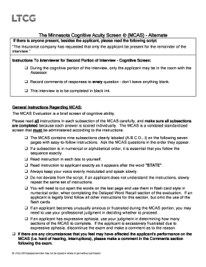 Minnesota Cognitive Acuity Screen PDF  Form