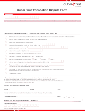 Dubai First Dispute Form