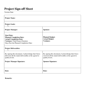 Project Deliverable Sign off Template  Form