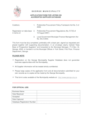 George Municipality Database Registration  Form
