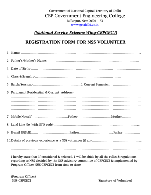 Nss Registration Form PDF