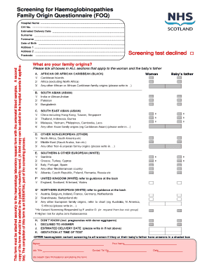 Family of Origin Questionnaire  Form