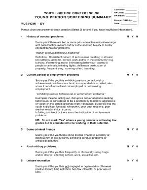 Yls Cmi Sv Yjc Assessment Summary 2652014doc Juvenile Justice Nsw Gov  Form