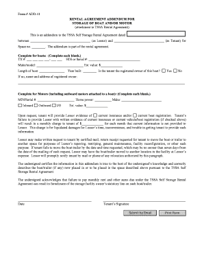 RENTAL AGREEMENT ADDENDUM for STORAGE of BOAT  Form