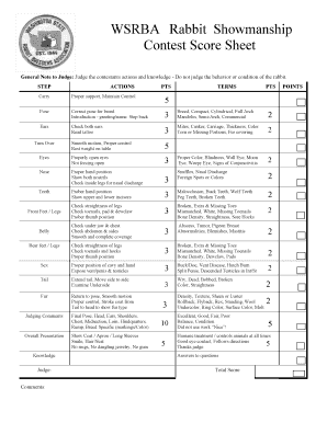 Arba Showmanship Scorecard  Form