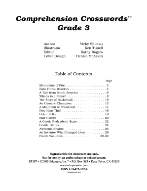 Comprehension Crosswords Grade 3 BMI EStore  Form