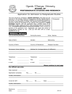 Umu Application Form PDF Download