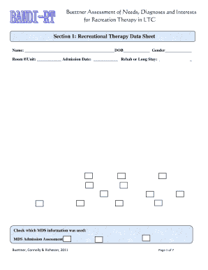 Buettner Assessment of Needs Diagnoses and Interests for Bb Usm Maine  Form