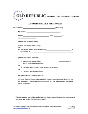 Family Affidavit  Form