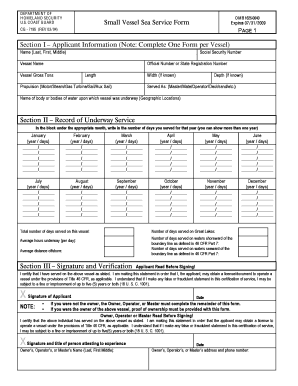 Sea Service Form Example