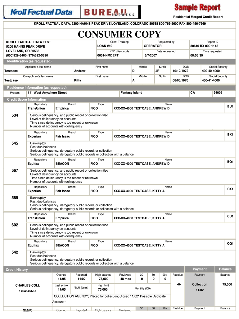 Bureau Express Sample Tri Merge Report Consumer Copydoc  Form