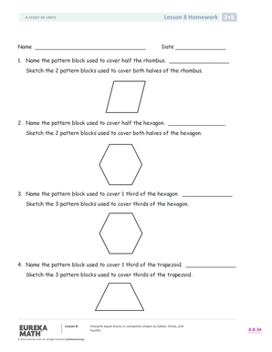 Name the Pattern Block to Cover Half the Rhombus  Form
